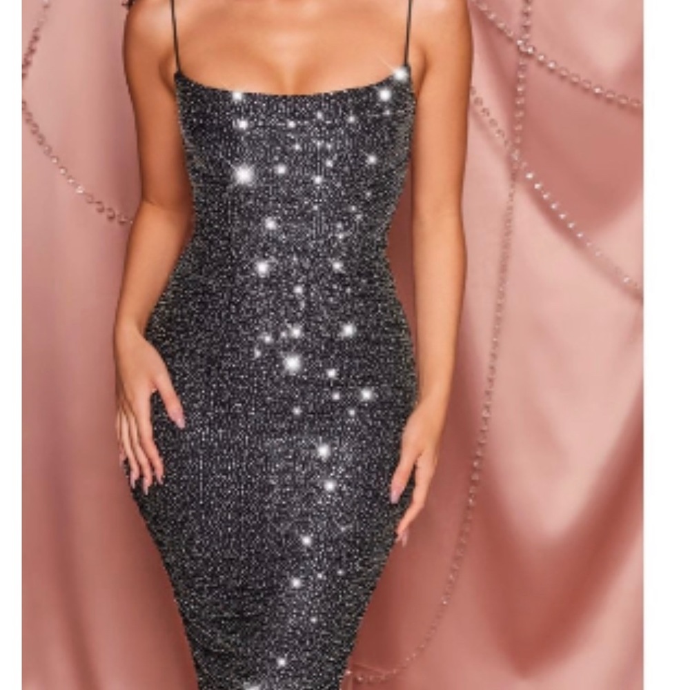 Oh Polly Always Shining Embellished Midi Dress